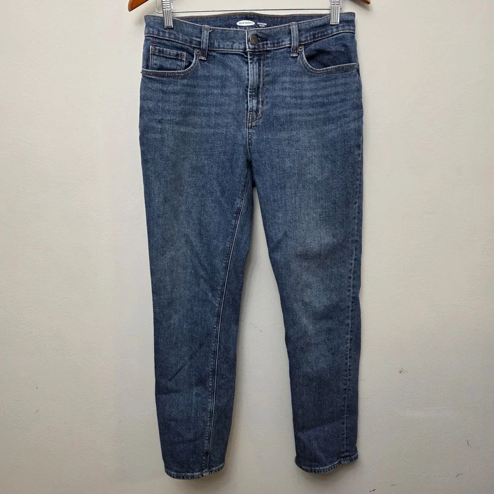 Old Navy Womens Mid-Rise Boyfriend‎ Jeans Blue Medium Wash Size 6